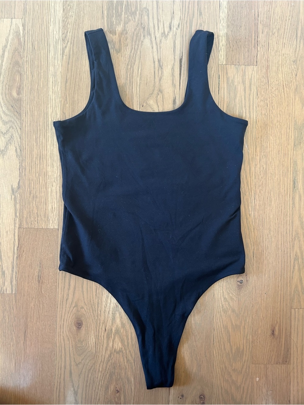 Vuori Halo Bodysuit Black Size L DreamKnit Scoop Neck Thong VW1224